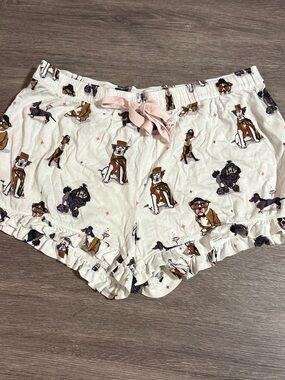 PJ Salvage Dog Print Ruffle Pajama Shorts with Pink Tie